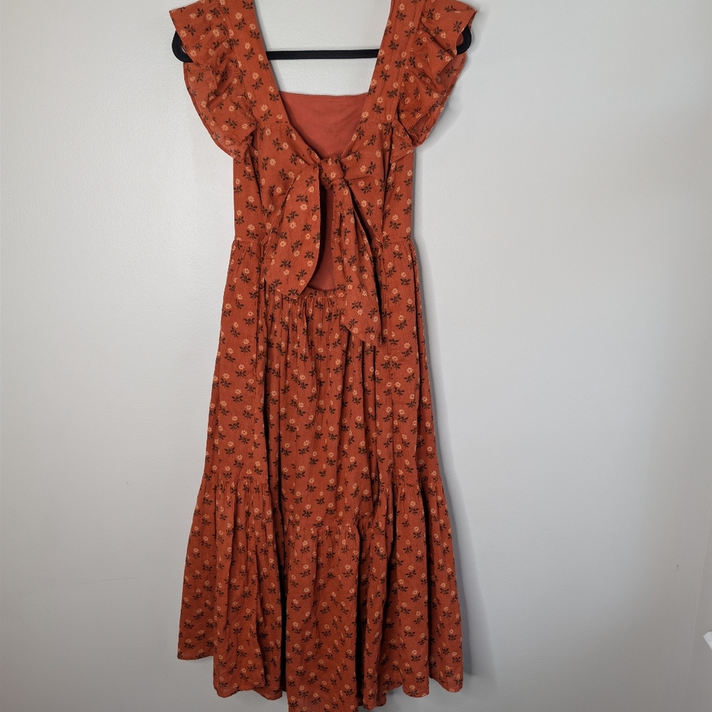 Madewell Ruffle-Strap Tiered Midi Dress In Wild Calendula Block-Print - Picture 6 of 10